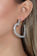 Load image into Gallery viewer, AMORE to Love - White paparazzi hoop earrings