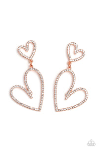 Doting Duo - Copper Heart Paparazzi Earrings