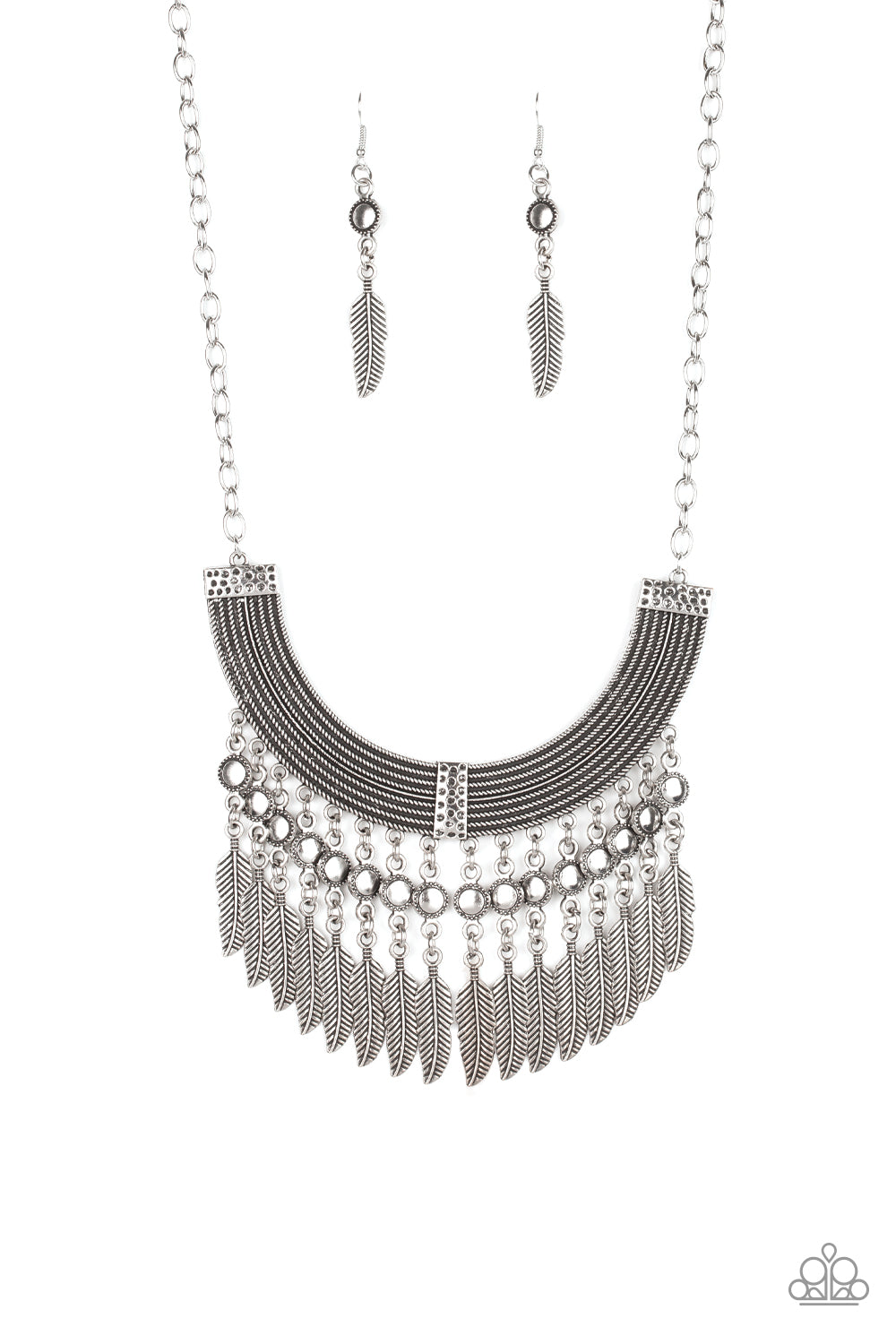Fierce In Feathers - Silver Paparazzi Necklace - Glam4love