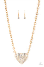 Load image into Gallery viewer, Heartbreakingly Blingy - Gold Heart Paparazzi Necklace