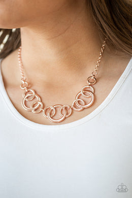 Going In Circles - Rose Gold Paparazzi Necklace - Glam4love