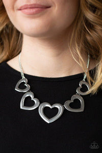 Paparazzi Necklace ~ Hearty Hearts - Silver